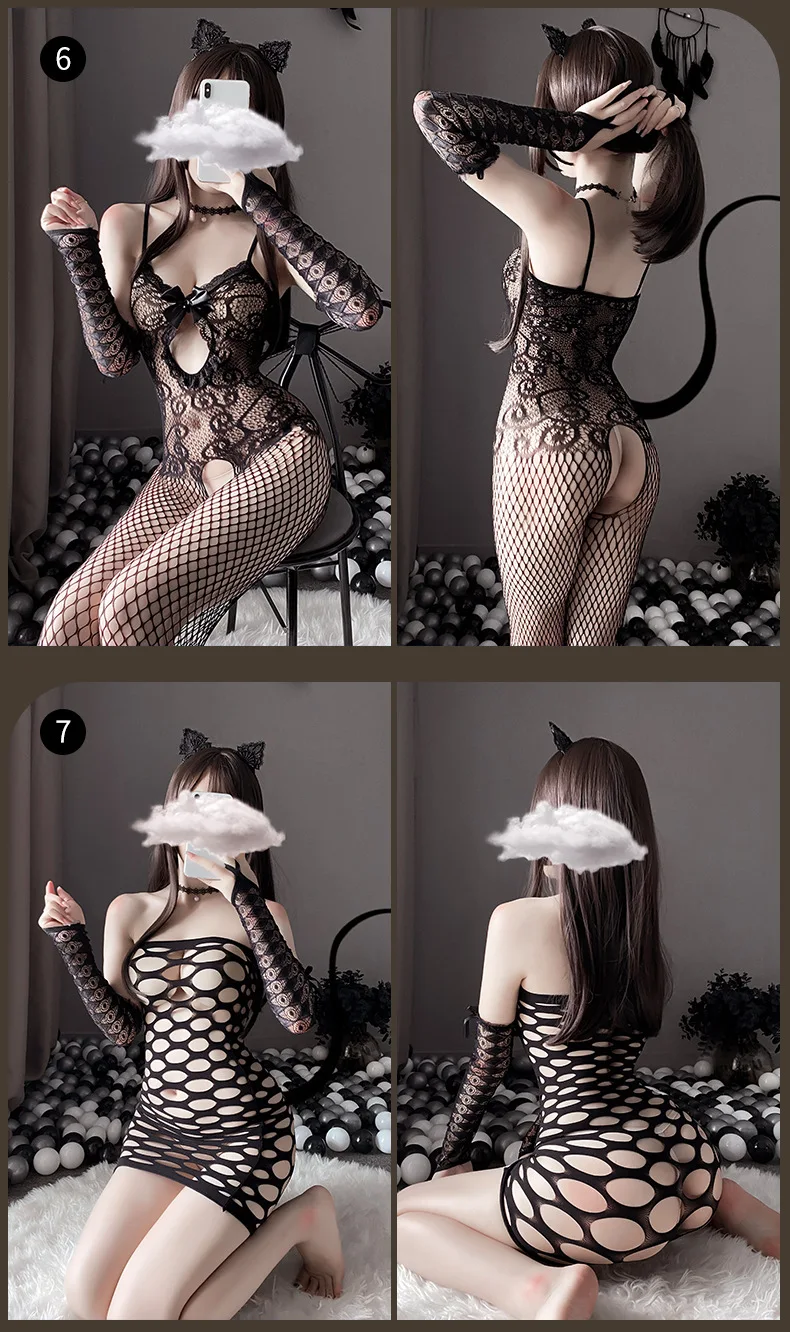 Women Sexy Open Crotch Bodysuit Erotic Fishnet Mesh Bodystockings Female Porn Hollow Teddy Crotchless Stretch Lingerie 18 styles