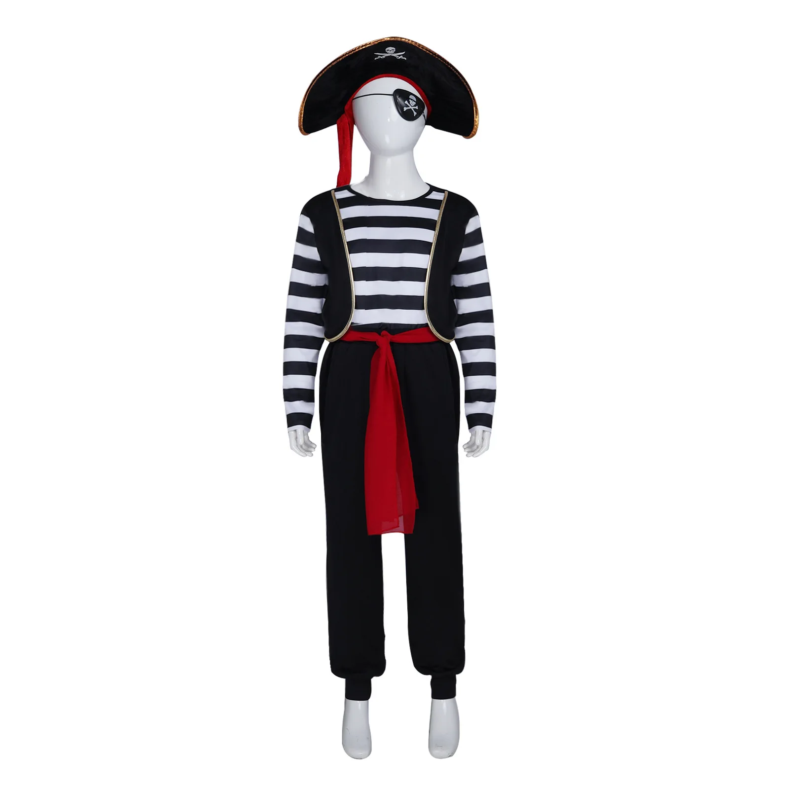 Pirate Cosplay Costume Sets for Kids, Carnaval, Páscoa Fantasy, Crianças Pirate Hat, Cinto, Birthday Party, Meninos, Meninas, Novo, 2022