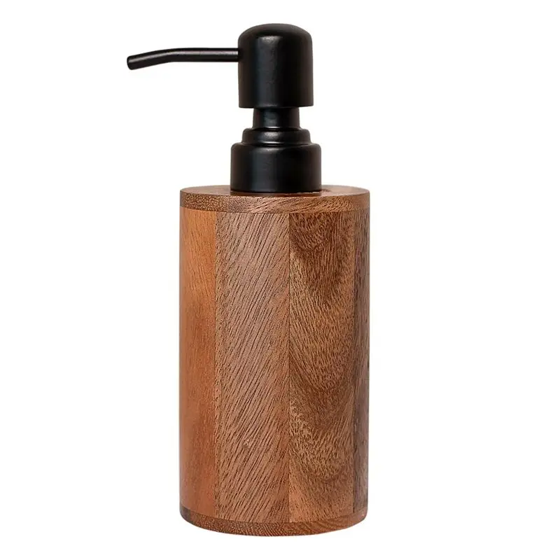 

^Arrival Cylinder Design Wood Soap Dispenser, Refillable Hand Soap Dispenser For Bathroom& Kitchen, Rustic Countertop Decor