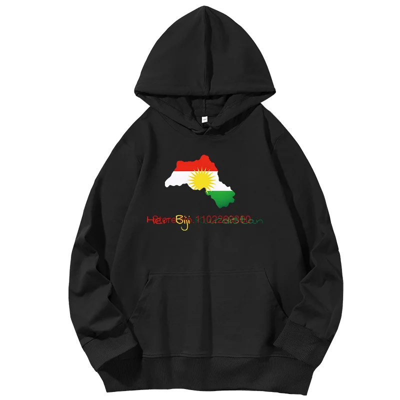 Sudaderas con capucha con estampado de mapa del Kurdistan, suéter estampado de moda, sudaderas con capucha de manga larga de algodón para primavera y otoño
