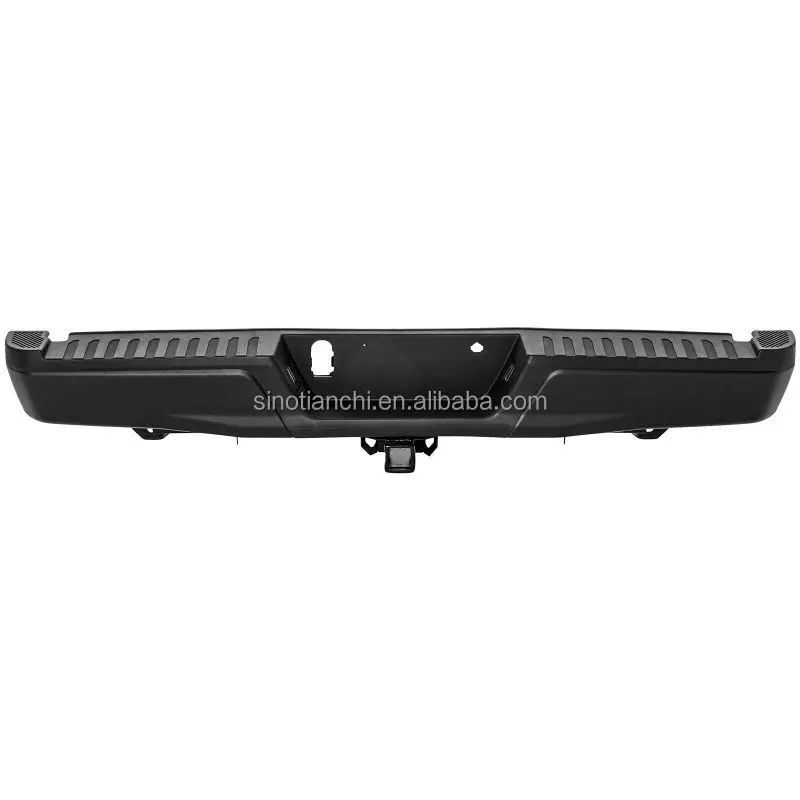

BLACK REAR BUMPER REPLACEMENT BUMPER for 15-20 FORD F-152 W/TOW HITCH W/O SENSOR HOLES