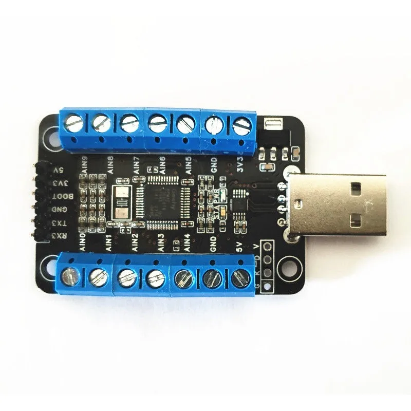 TYPEC Interface 10 Channel 12 Bit ADC Sampling Module Data Collection Serial Output, Open Source