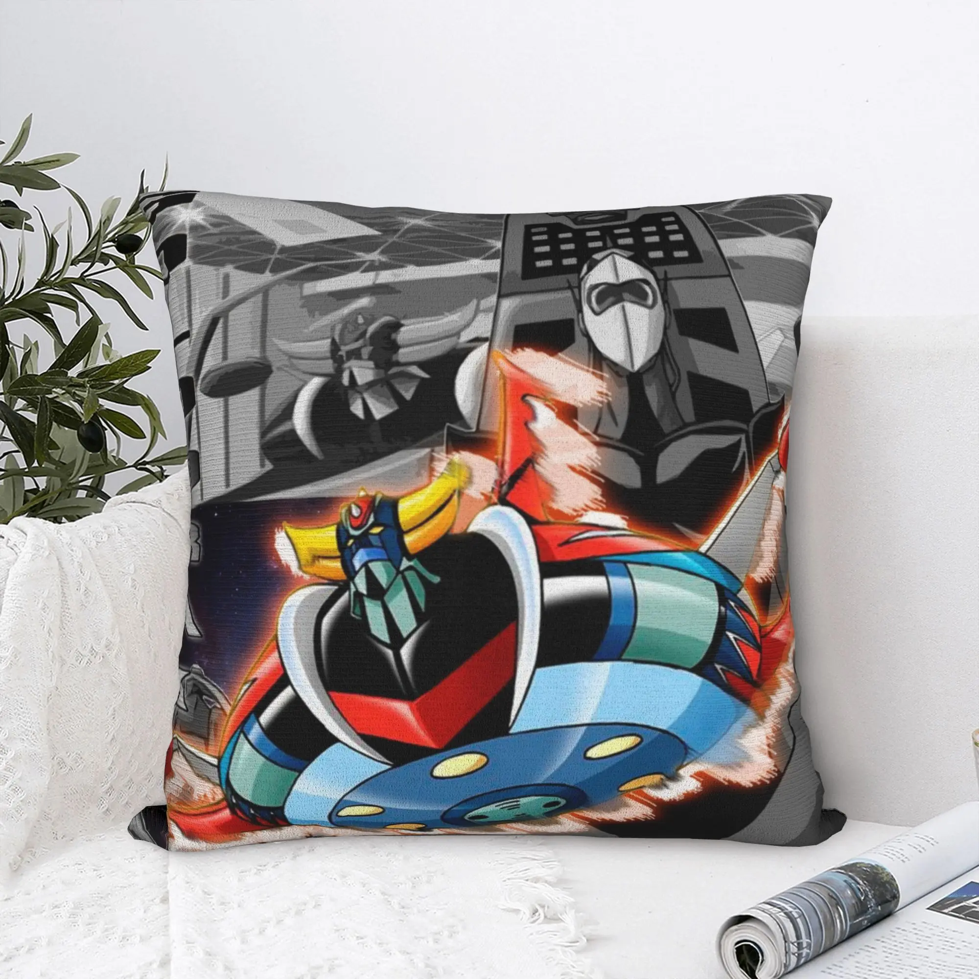 Modern Grendizer Go Cushion Cover for Sofa Polyester UFO Robot Goldrake Mazinger Z Throw Pillow Case Decoration