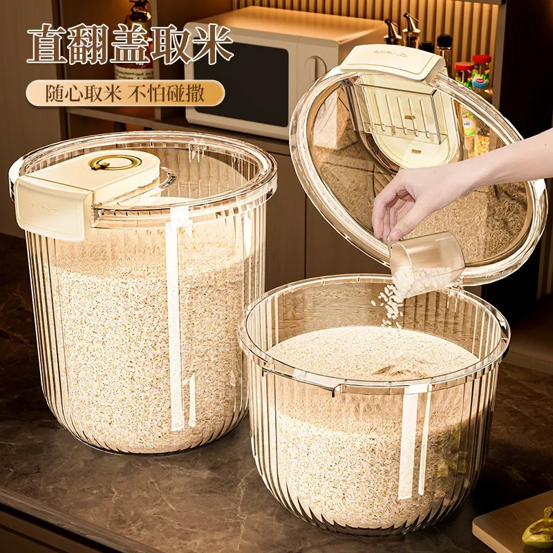 One-handed Flour Bin Flour Dispenser Multi-functional Rice Flour Food Storage Containers Easy One-handed Operation Good Sealing