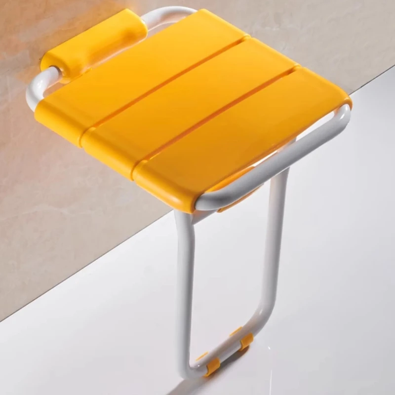 Wall Mounted Folding Bath Stool - Space Saving Shower Seat for Elderly, Non-Slip Bench, Foldable Wall Chair for Small Spaces