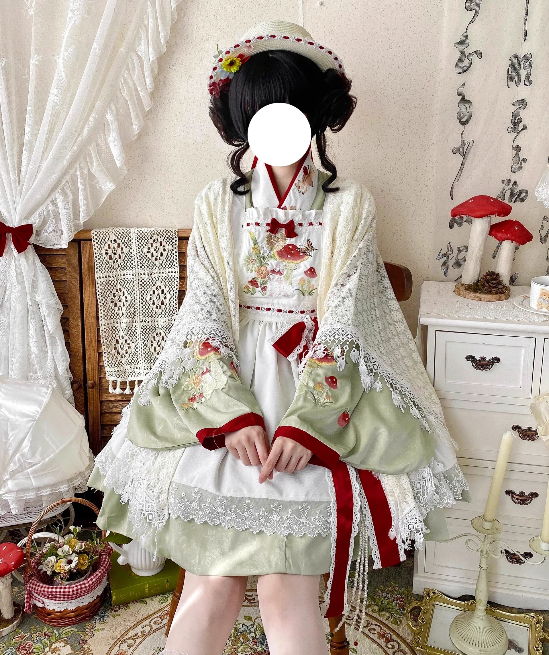 2025 ربيع جديد الحلو القوس التطريز Kawaii طالب كم طويل لوليتا فستان تأثيري الأصلي النمط الصيني لولي فستان المئزر البدلة