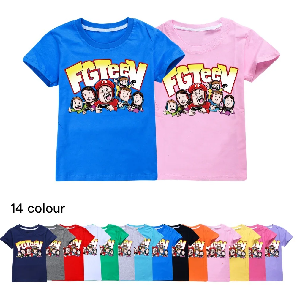 

FGTEEV Boys Girls Short T-Shirt Summer Cotton Kids Tops Cartoon Graphic Tees Funny Harajuku Children O-neck Tshirt