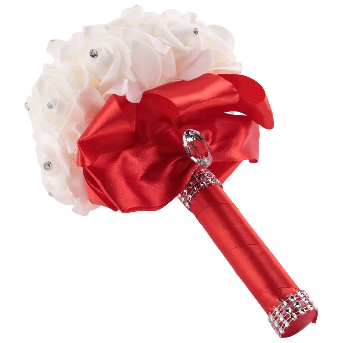 A78I Beautiful Wedding Bouquet Bridal Bridesmaid Flower wedding bouquet artificial flower rose bouquet white bridal bouquets-Red
