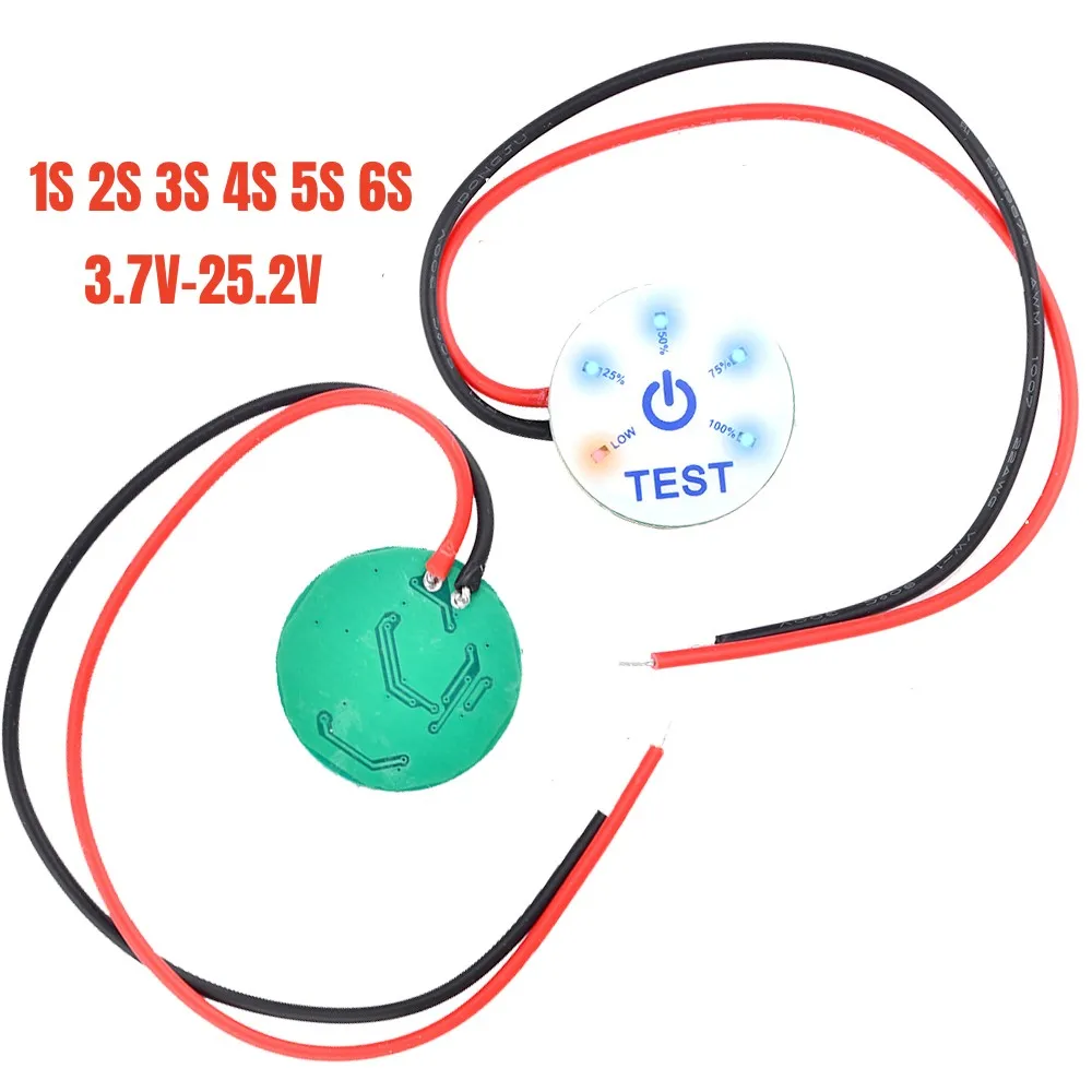 Mini wskaźnik naładowania baterii wyświetlacz poziomu mocy 1S 2S 3S 4S 5S 6S 4.2V-25.2V li-ion 12V kwas ołowiowy z ostrzeżeniem o podnapięciach