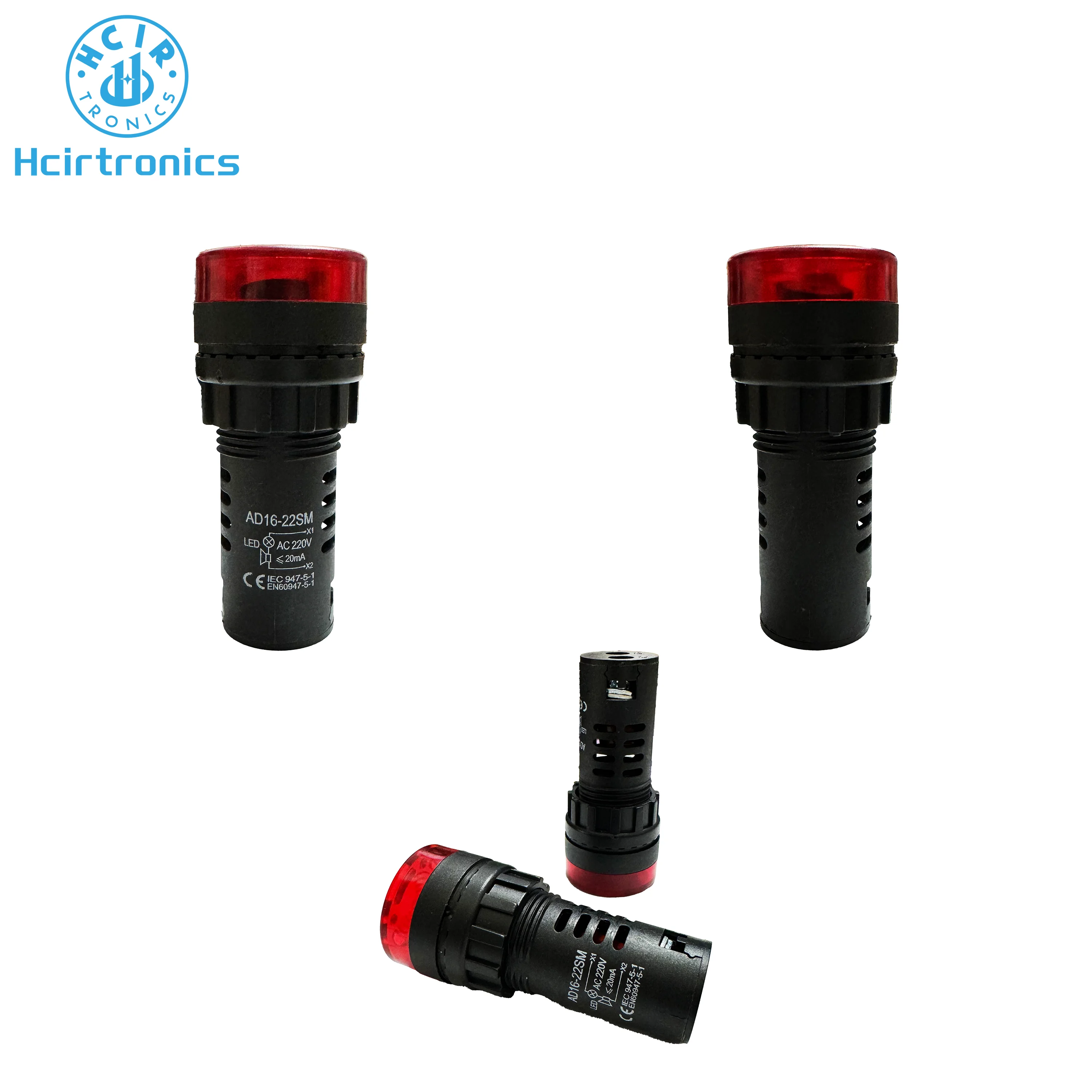 AD16-22SM 22mm Panel Diameter AC 12V 24V 110V 220V Flash Signal Light Red LED Active Buzzer Beep Alarm Indicator