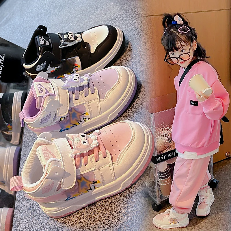 Girls' Popular Casual High Top Sports Shoes, Autumn New Style Princess Style High-end Girls' Board Shoes