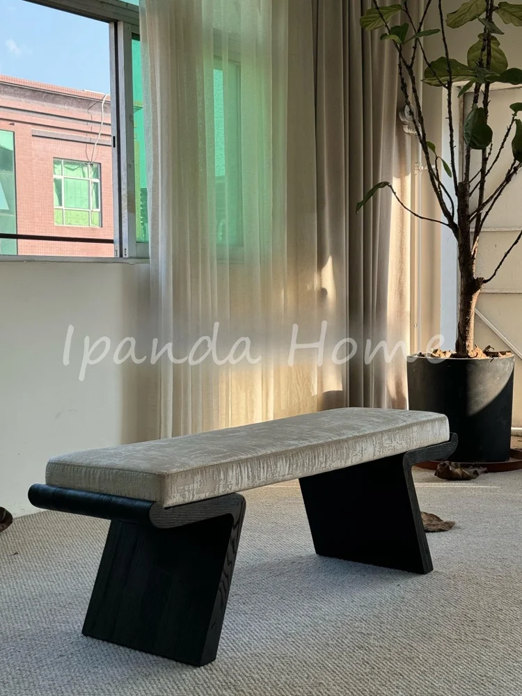 

Medieval solid wood bedside stool Home bench Designer retro art bench Bedside stool Shoe changing stool Bench