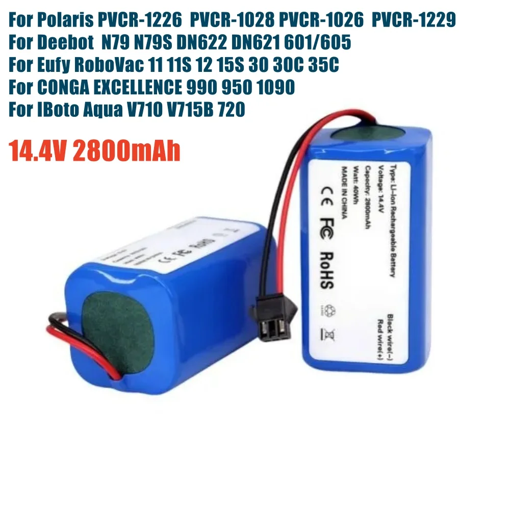 

Аккумулятор Li-ion 14.4V 2800mAh для роботов-пылесосов DEXP MMB-300 X500 X520 X600, Mamibot EXVAC660 EXVAC880