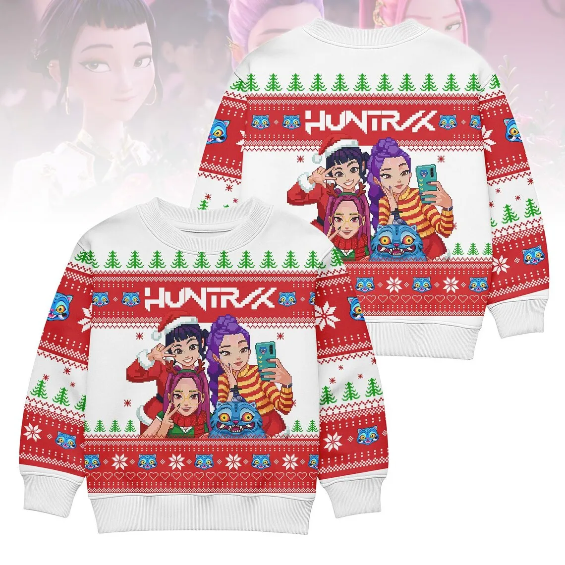 عيد الميلاد هنتركس الأطفال سترة قبيحة بكسل الفتيات عيد الميلاد سترة Kpop شيطان هنتر البلوز هدية عيد الميلاد