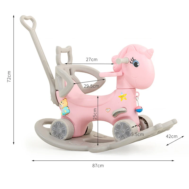 Baby Rocking Horse Multi-functional Kids Rocking Chair Balance Car Thickening Chassis Indoor Riding Toys For 1-6years old