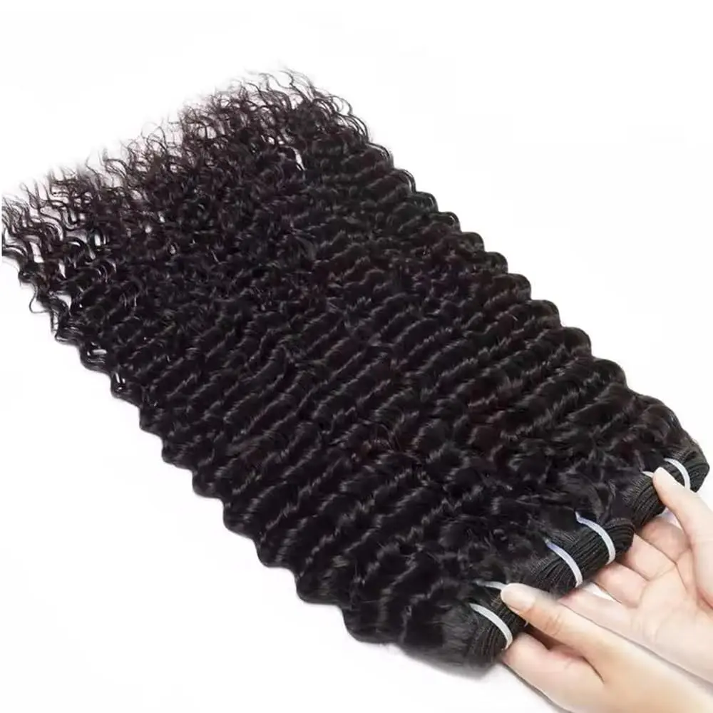 10-32inch Deep Wave Bundles 100% Human Hair Brazilian Weaving Virgin Human Hair Natural Hair Extensions Curly Human Hair Bundles