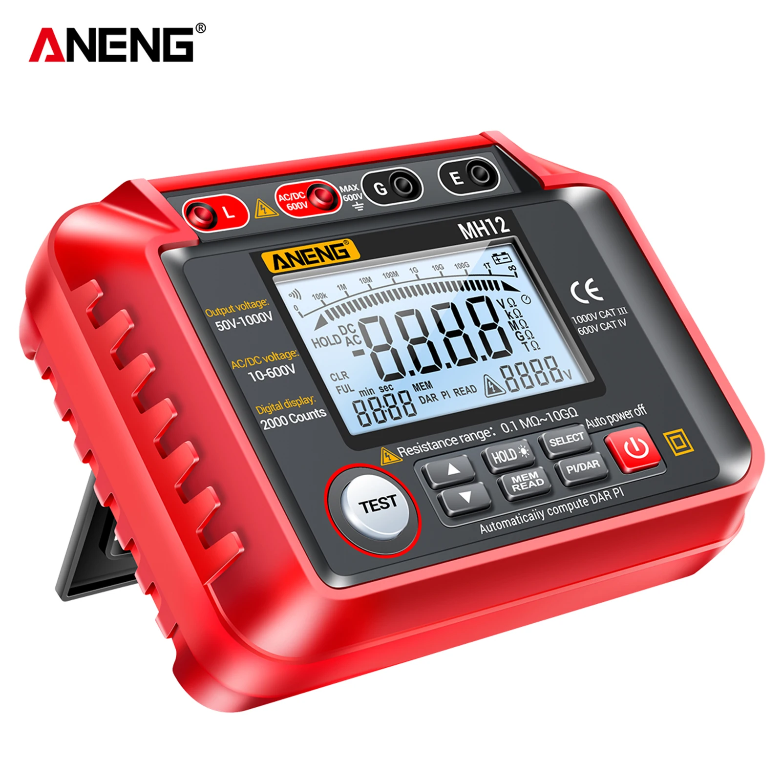 ANENG MH12 Insulation Resistance Tester Shaking Table High Precision Digital Insulation Resistance Meter Voltage Meter