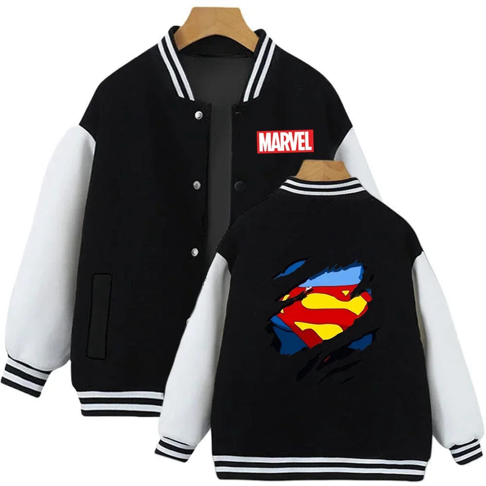 Spiderman Venom Baseball Uniform Kids Clothes Boys Hoodie Sweatshirt Thick Coat Girls Warm Jacket