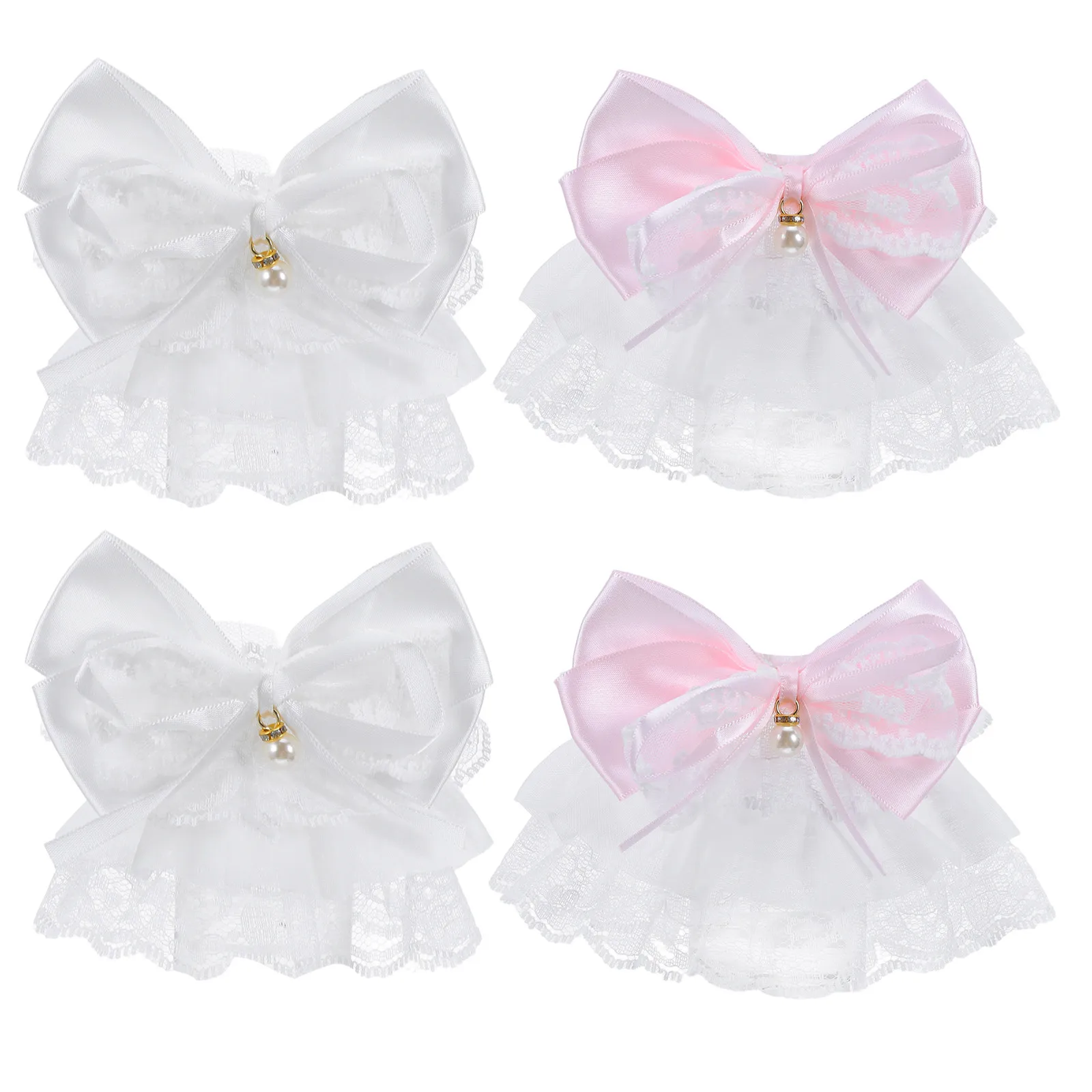 

Butterfly Knot Lace Cuffs Stretchy White Fingerless Wrist Sleeves For Women Lolita Fashion Party Wear Decorative Arm