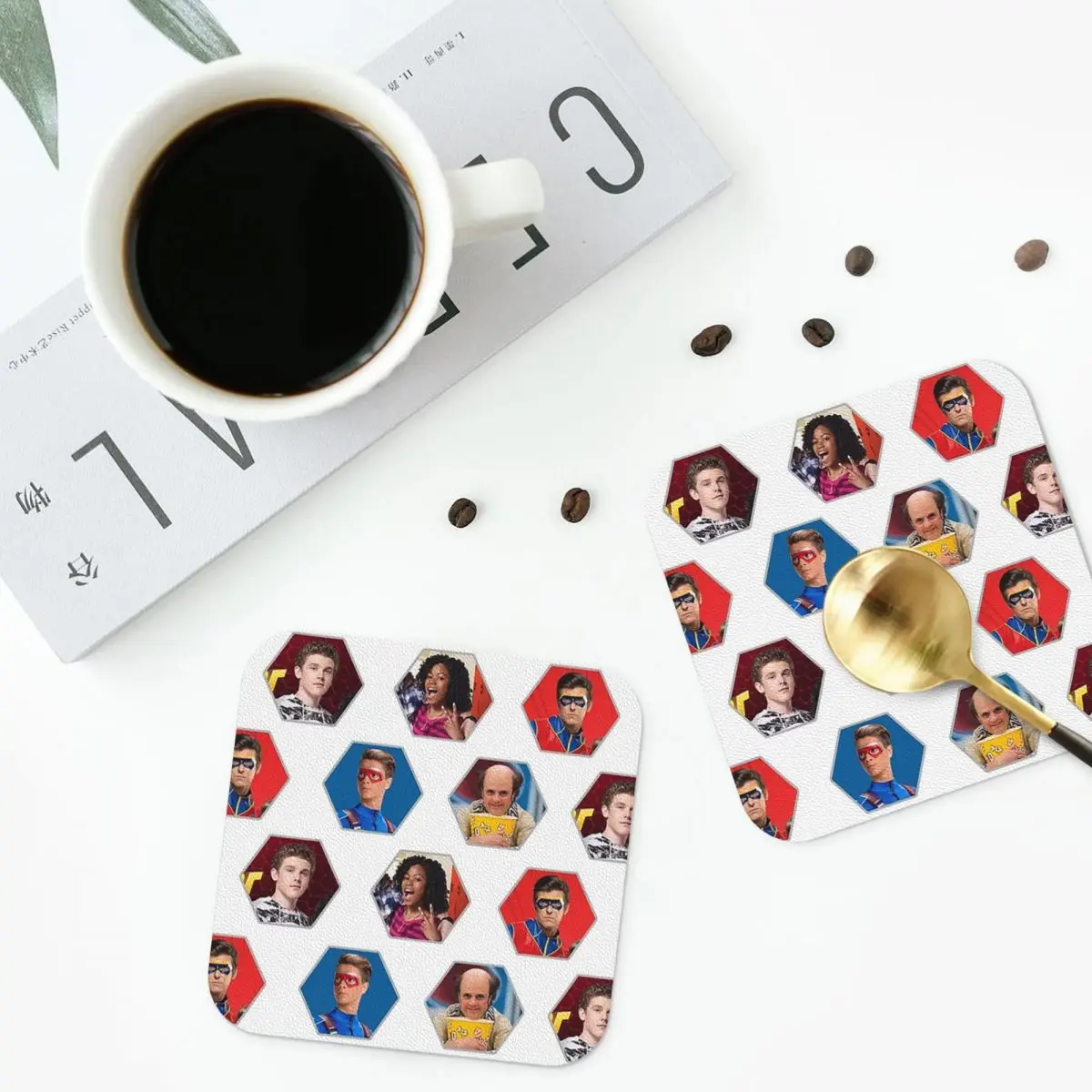 Henry Danger - Hexagon Coasters PVC Leather Placemats Insulation Coffee Mats for Home Kitchen Dining Pads Set of 6