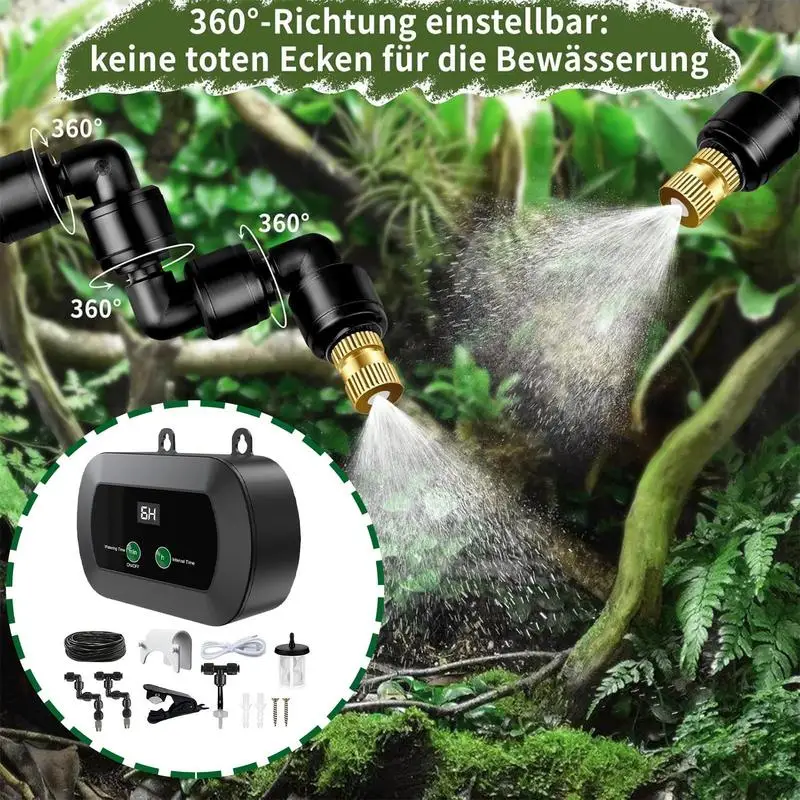 

Terrarium Humidifier Automatic Mister For Reptile Tank With Timer 360 Degree Adjustable Misting Nozzles Fogger For Amphibian