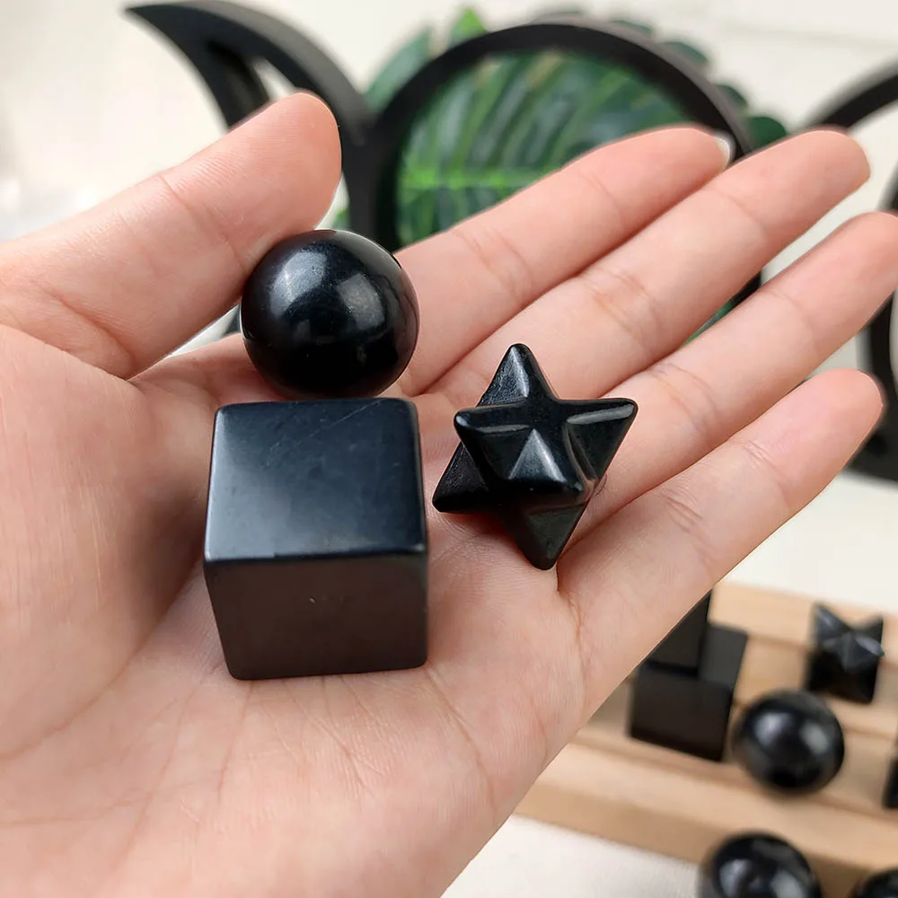 1Pc Black Russia Shungite Cube Melkaba Ball Sphere Natural Crystal Schungite Reiki Stone For Cleansing Meditation Yoga Fengshui