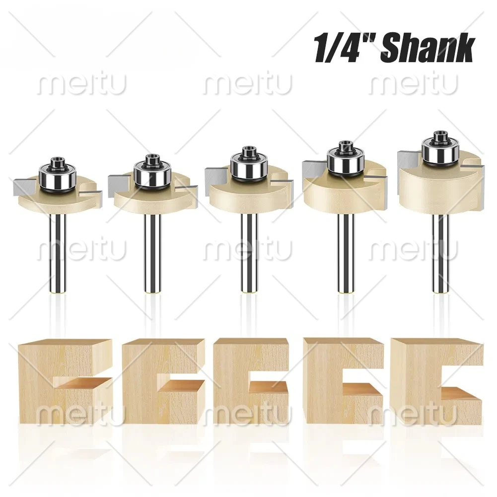 

6mm 1/4in Shank T-Slot Router Bit T-Type Slotting Cutter with Bearing for Woodworking Rabbeting Milling Tool