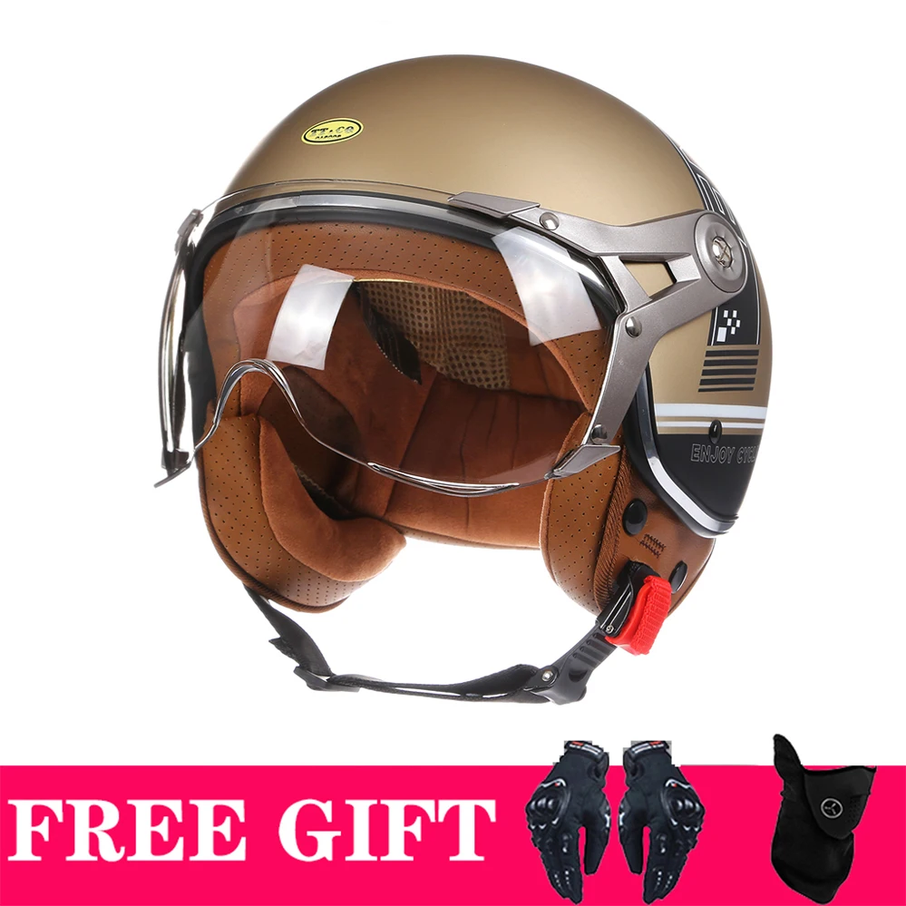 3/4 Open Face Vintage Retro Motorcycle Helmet DOT Certification Four Seasons Cafe Racer Moto Helmet Half Face Men Women Capacete