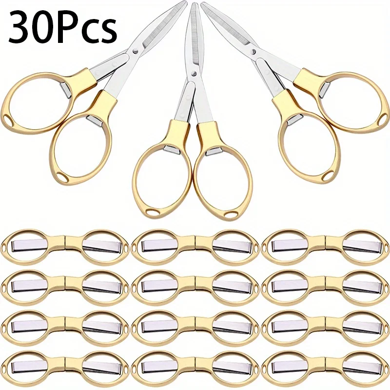 30Pcs Folding Scissors Portable Mini Stainless Steel Scissors Safety Foldable Small Scissors Sewing DIY Crafts Home Travel