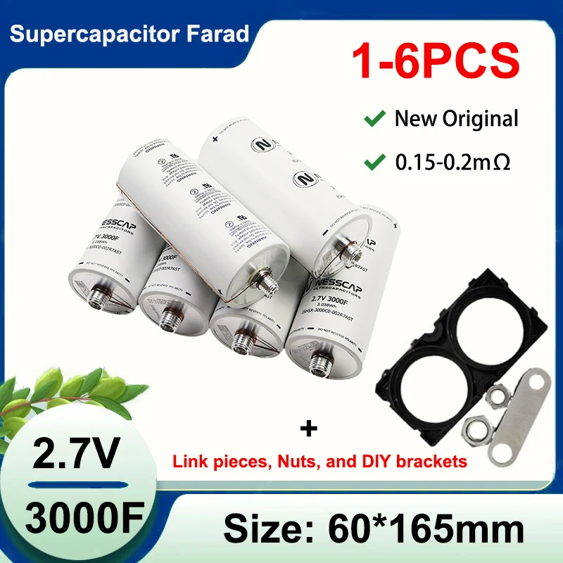 1-6PCS 2.7V 3000F Korean NESSCAP DIY 12V Car Starter Rectifier Supercapacitor Distribution Connector Nut and Fixing Bracket