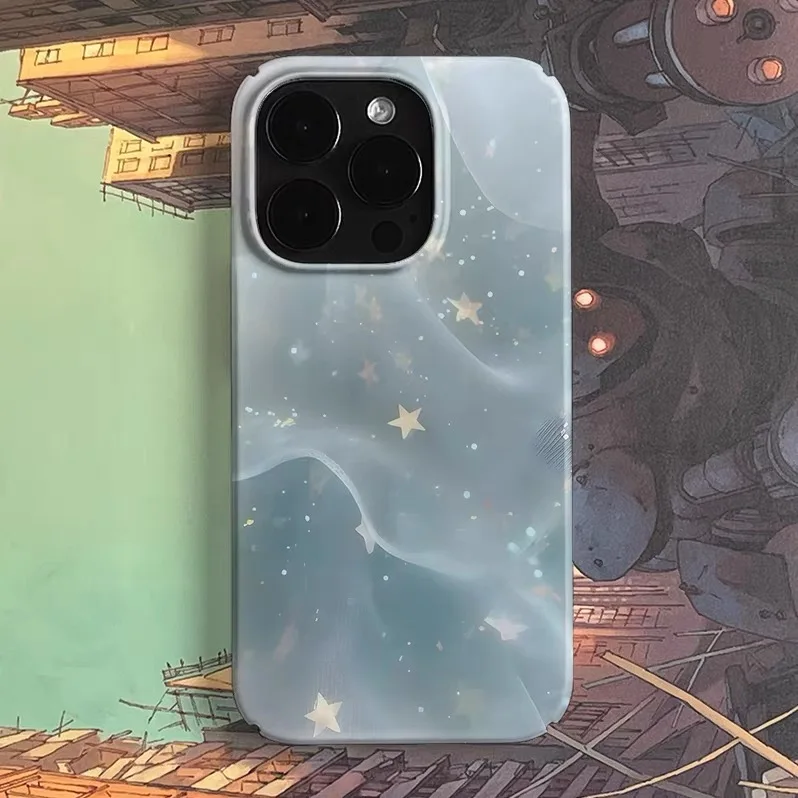 

Light Blue Shining Star Art Phone Case for IPHONE 17 Air 16E 15 PROMAX 14 Plus 13 12 MINI 11 PRO 16Plus XR Acrylic Phone Cover