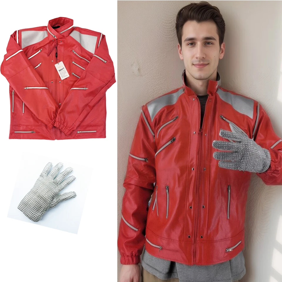 Red Leather Jacket for Adults & Kids Michael Jackson Beat it Style