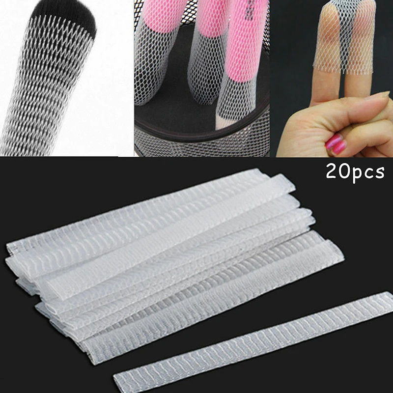 &20Pcs Mesh Flexible Net Protectors Cover Sheath Beauty White Cosmetic Make Up Brushes Guards Convenient Tool