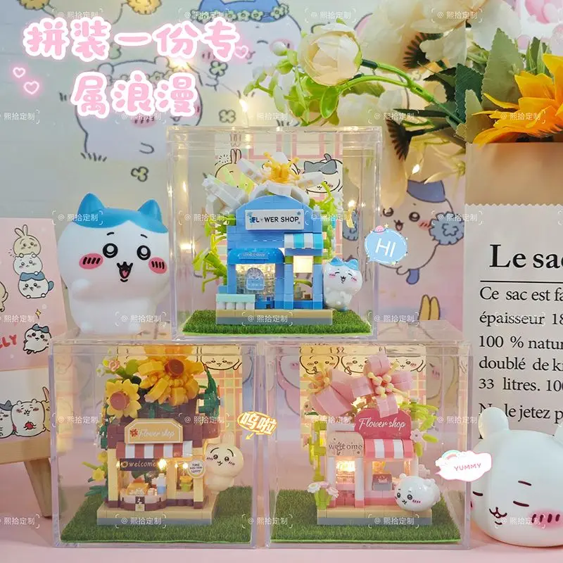 LED Night Light Chiikawa Figure Building Blocks Set Mini Desktop Ornament Cute Birthday Gift for Girls Best Friends Classmates