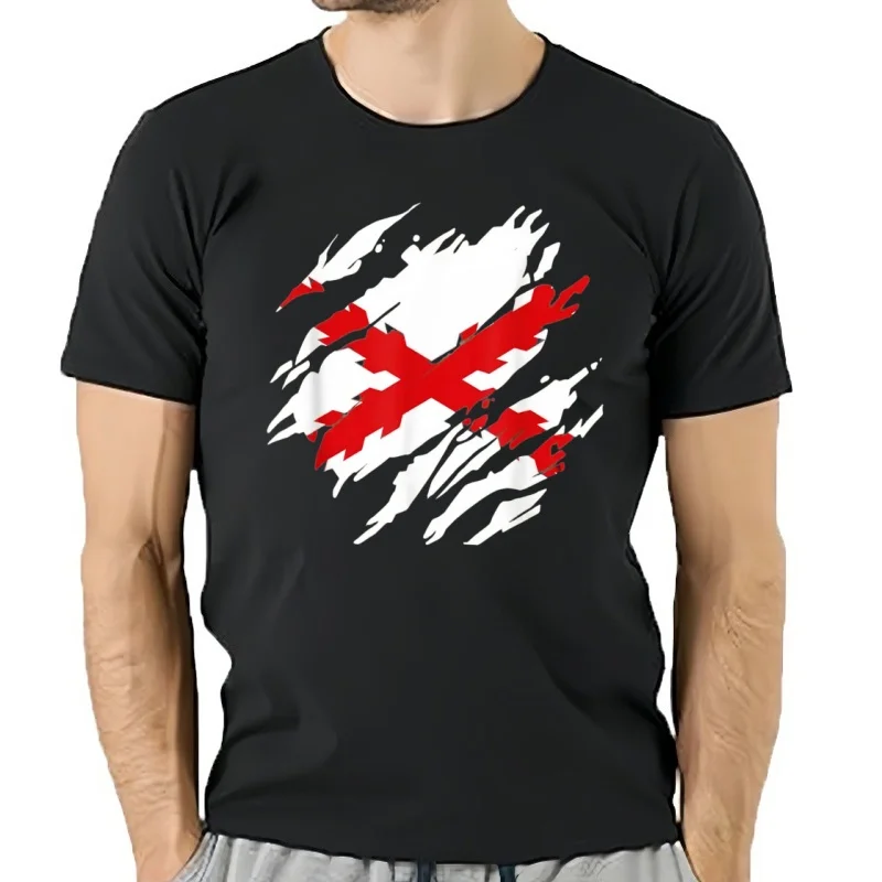Cruz De Borgoña Bandera De Los Tercios camiseta manga corta Casual algodón cuello redondo verano camisetas