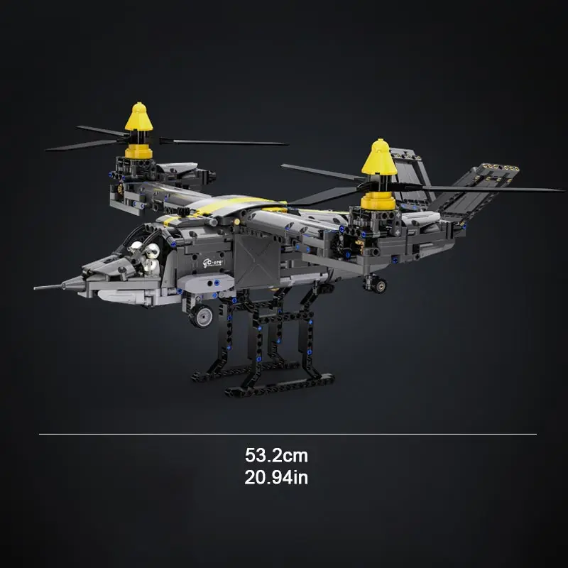 Tilt-rotor aircraft creative static model, high-difficulty assembly model, educational toy, ornament, birthday gift