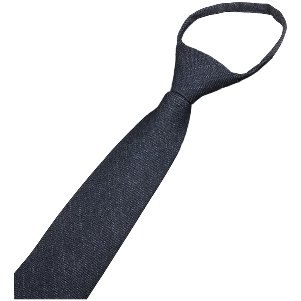 Men\\\'s Pre-Tied Zipper Necktie in Classic Striped Pattern for Formal Wear Wedding Business Cotton Tie Black Blue 45x8cm