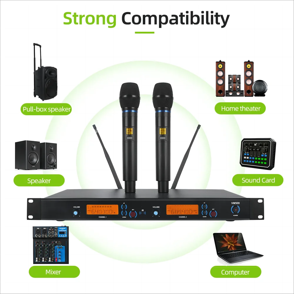 ميكروفون لاسلكي احترافي بقناتين UHF لعام 2025 لمكبر صوت الفيديو عالي الدقة وميكروفون عالمي أصلي/مايك بانغ فيديوك #6