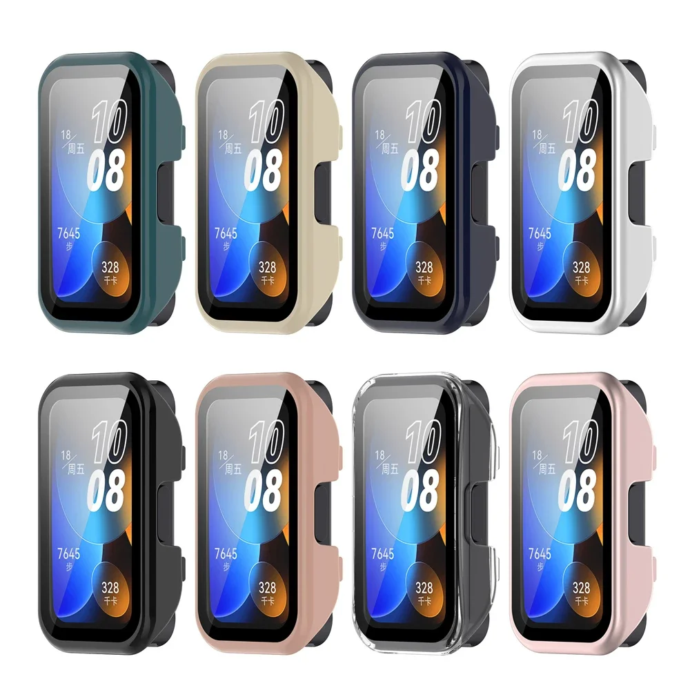 PC Case+Glass For Huawei band 9 Tempered Glass Anti-scratch Film Bumper All-Around Protective Cover for Huawei band8 Accessories