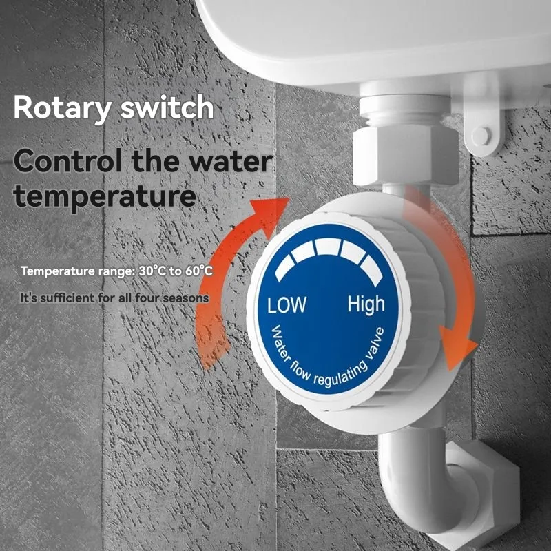 BAAN-Mini scaldabagno elettrico senza serbatoio, unità di riscaldamento istantaneo per doccia a temperatura regolabile da 3500 W Spina UK inclusa