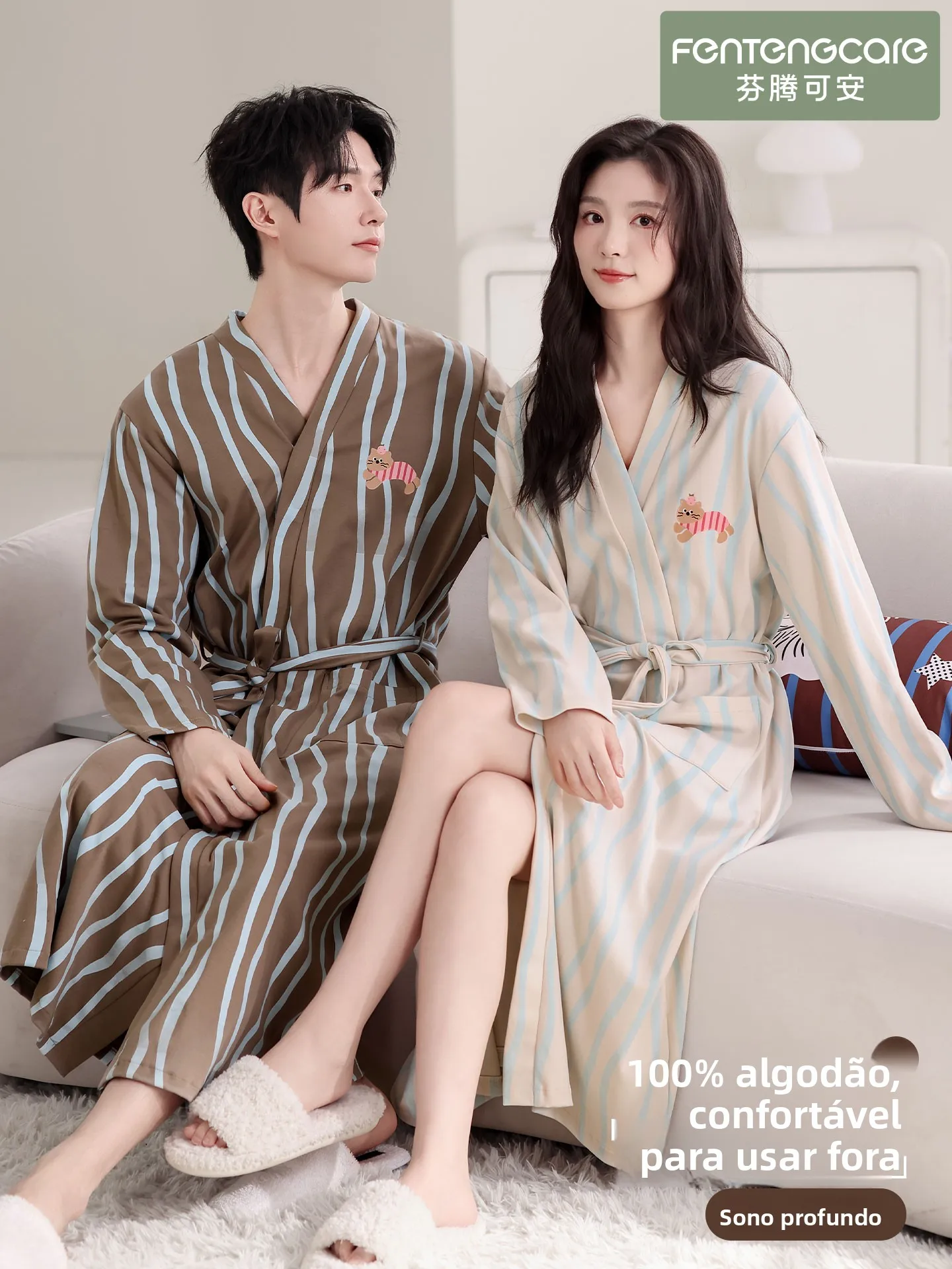 fenteng-care-couples-robe-pure-cotton-long-sleeve-men's-simple-design-spring-autumn-winter-home-wear-comfortable-sleepwear