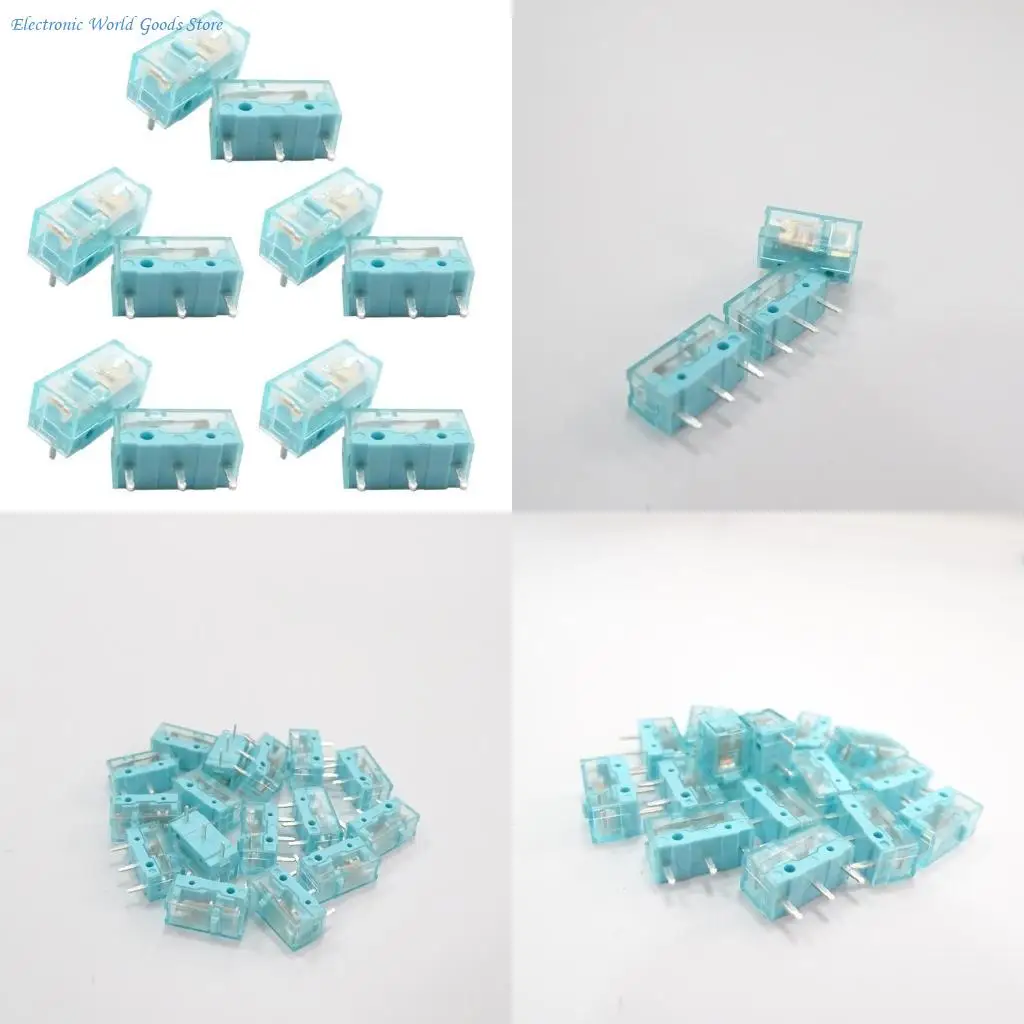 A3PD Mouse Momentary Push Button Micro Limit Switch Gold Contactor 3 Pins Blue Dot