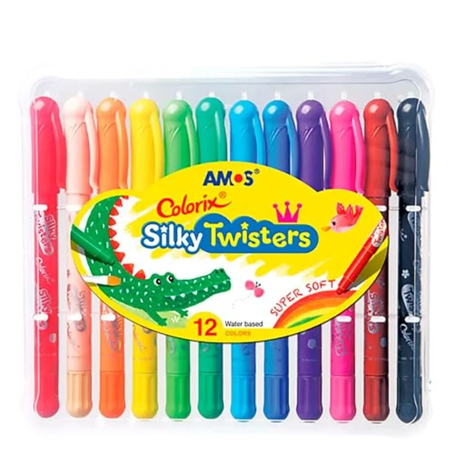 

AMOS Twistable Crayons Silky Gel Crayons for,Non Toxic Twist Up, Easy to Hold, Mess-Free Drawing for Travel, Arts and Crafts, C