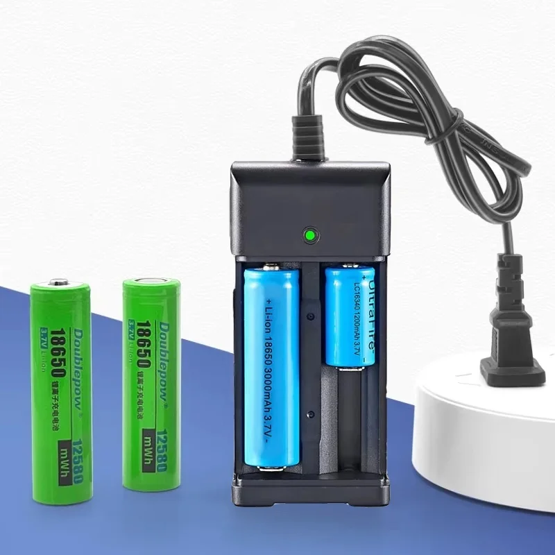 18650 Battery Charger US EU Plug 2 Slots Smart Charging Safety Fast Charge 18650 14500 16340 Li-ion Rechargeable Battery Charger