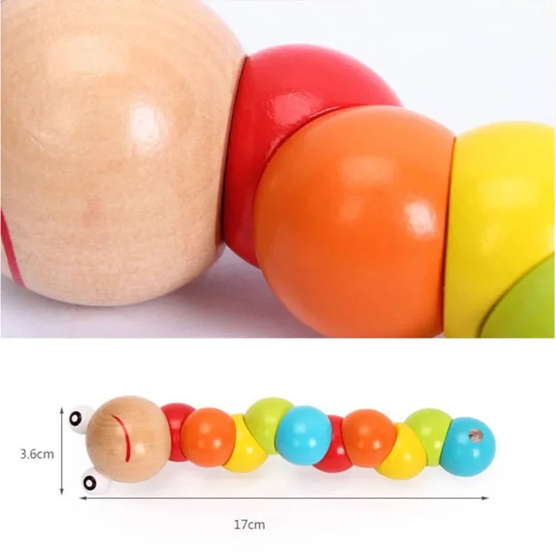 جديد دودة تويست دمية الإدراك متعة ألعاب تعليمية للتغيير شكل كتل خشبية للأطفال لعبة كاتربيلر ملونة للأطفال