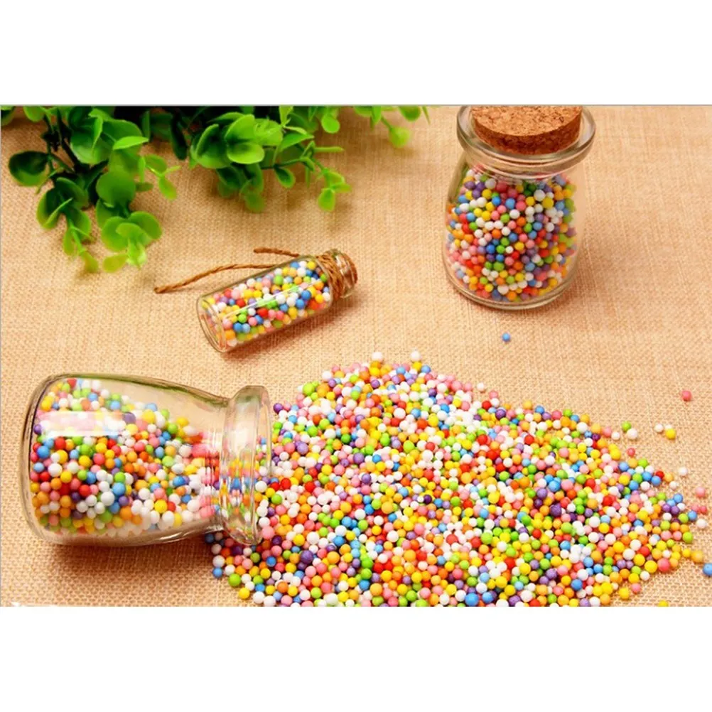 Bolas de Espuma Reciclables Resistentes a los Golpes de 2.5-3.5mm, Brillantes, para Manualidades, Arcilla, Juego Sensorial, Lodo de Cristal, Papel de Aluminio