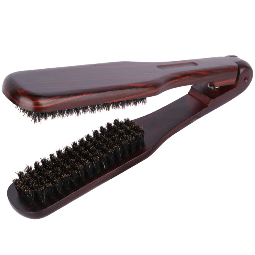 

Splint Straightening Comb Hair Brush Professional Straightener Folding Wireless Clamp Bristle Wood for Styling Man Travel Tool