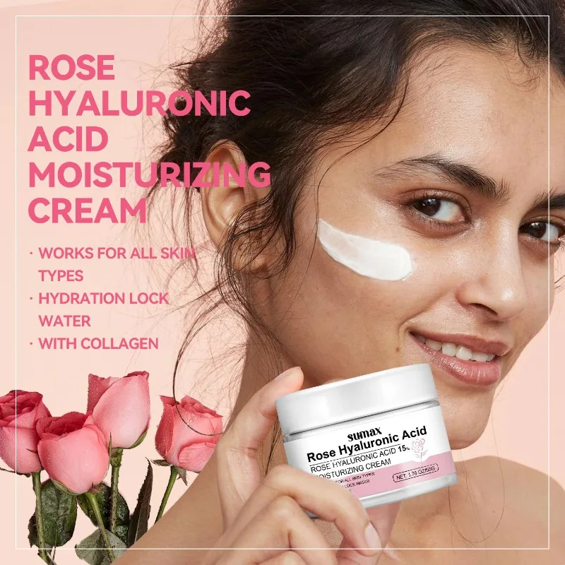

Rose Hyaluronic Acid Moisturizing Cream Firming & Lifting Smooth Skin Care 50g Facial Moisturizer