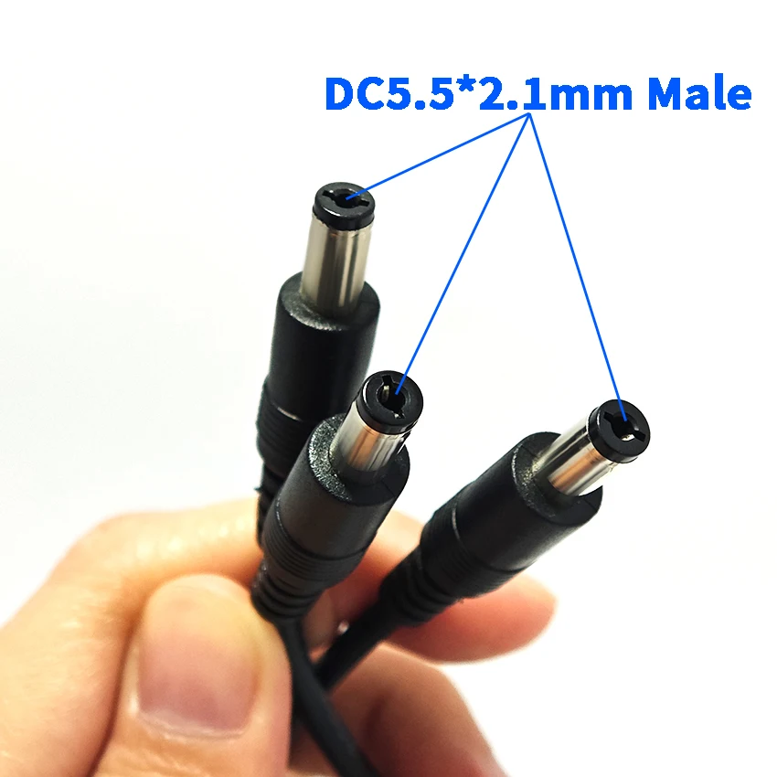 DC Power Splitter Cable 1 to 2 Male Y-Shaped Adapter DC 5.5x2.1mm Connector One to Two Conversion Power Supply Cable