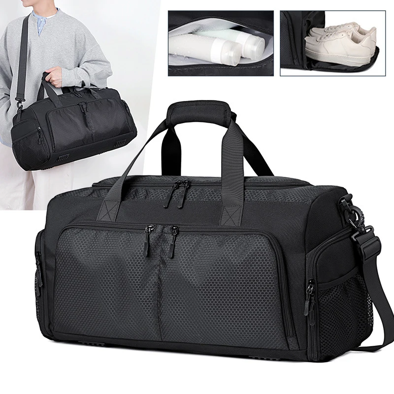 Multi-functional Travel Duffel Gym Bag for Men Outdoor Sports Fitness Training Shoulder Pack Dry Wet Short Distance Carry on Bag